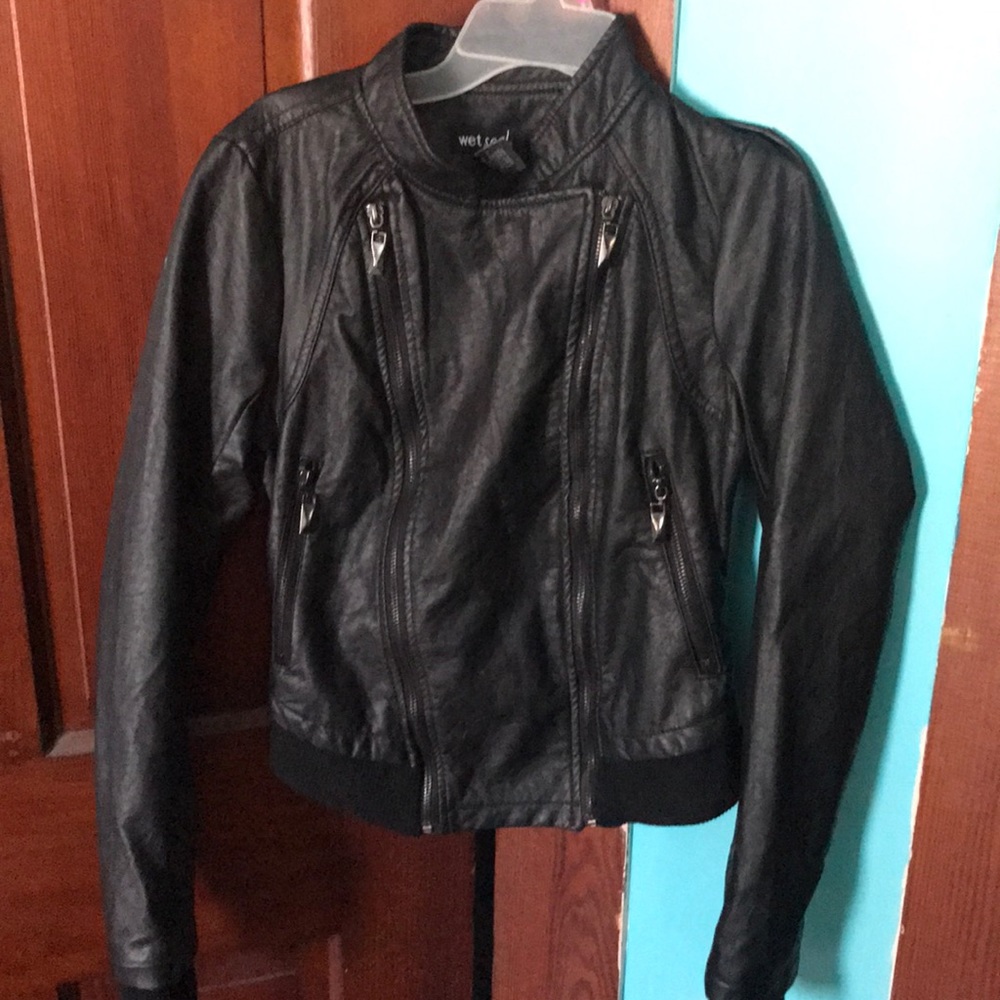 Wet seal small black zipper jacket.